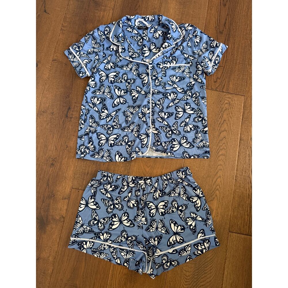 Kate Spade New York Butterfly Print Sleep Pajama Short Set Blue Small